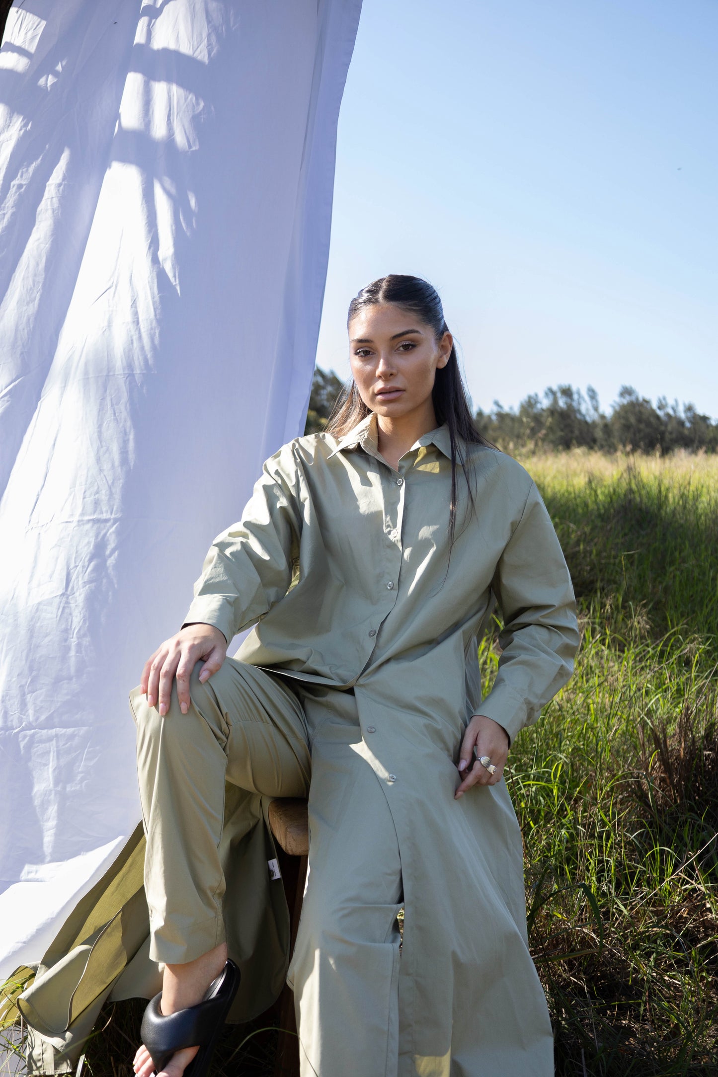 Surin Shirt Dress | Sage Green
