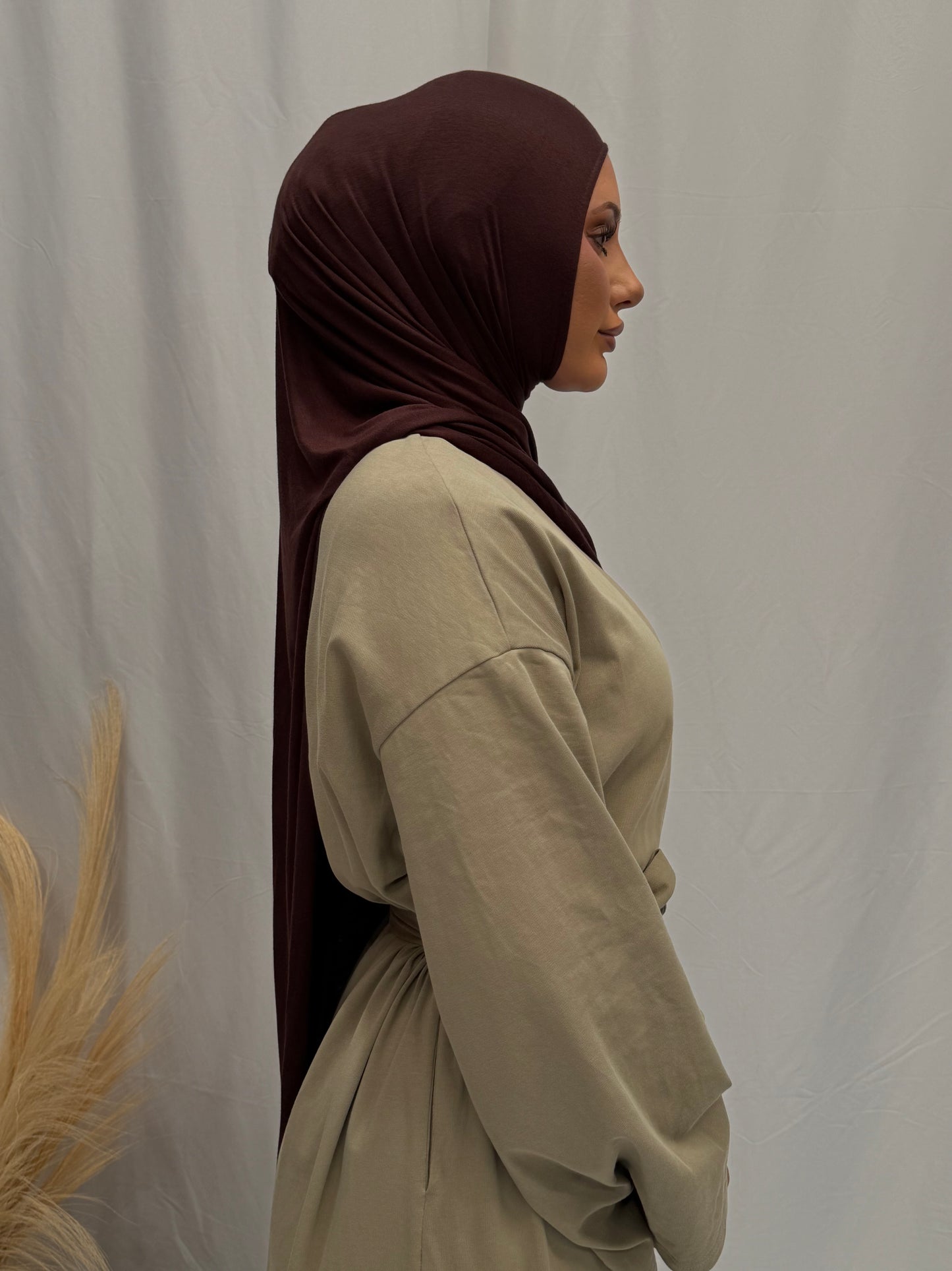 Instant jersey with cap | Chocolate Brown