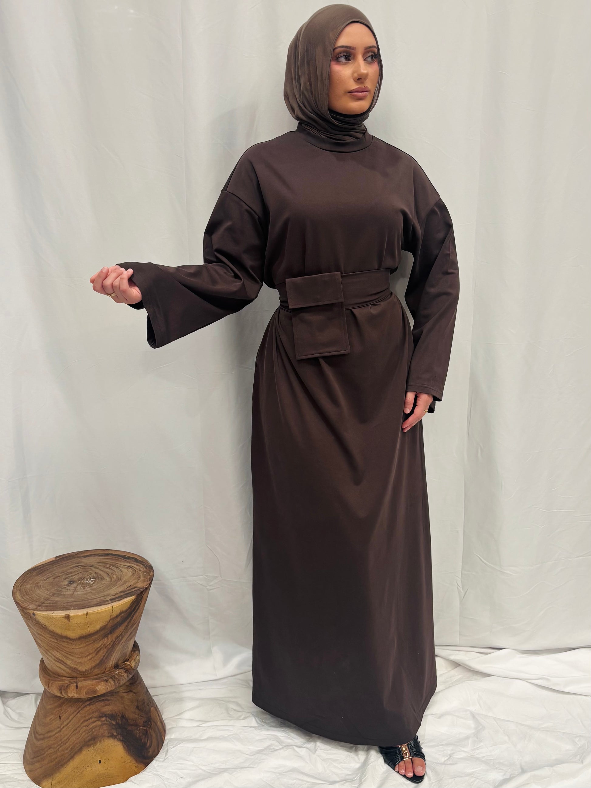 brown utility dress Cinch Waist Utility Dress