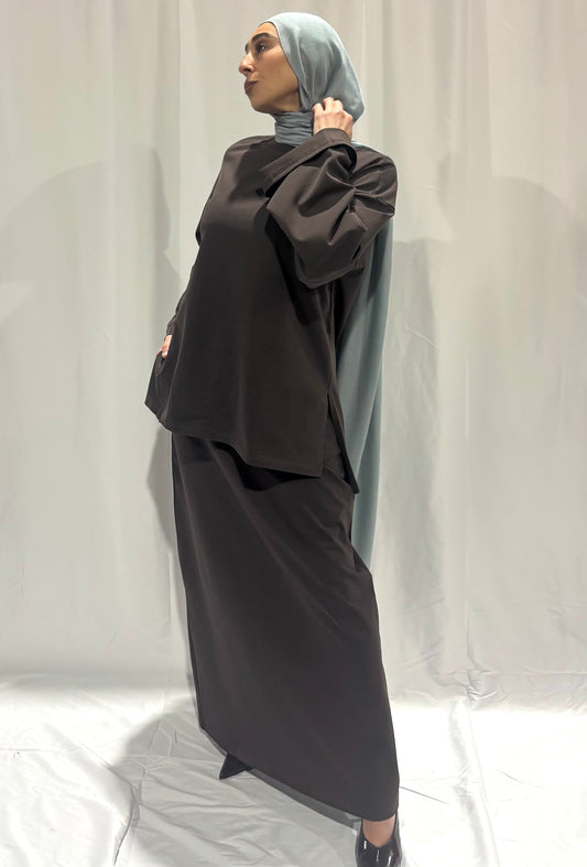 Basik Maxi Skirt – Bitter Chocolate