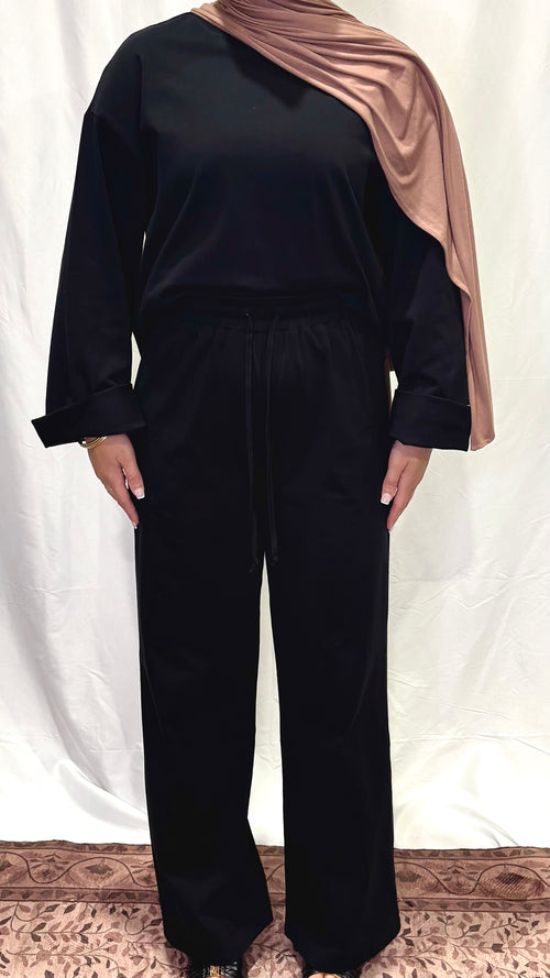 Basik Black Wide Leg Pants