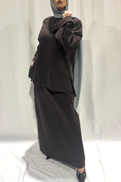 Basik Maxi Skirt – Bitter Chocolate